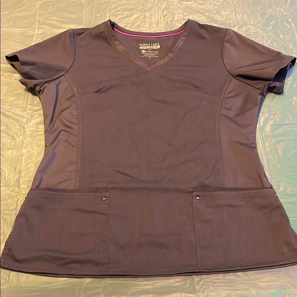 Clear out sale! Dark gray scrub top from Purple Label Yoga - Healing Hands.